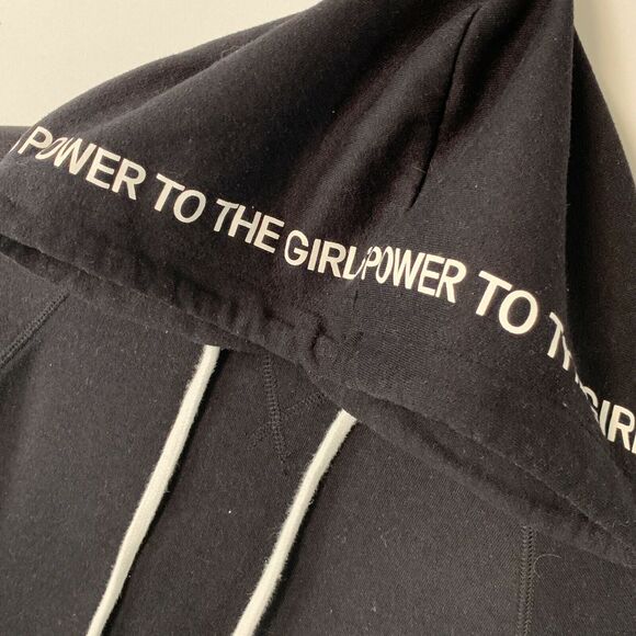 DIVIDED H&M "Power To The Girls" Black Crop Hoodie Pullover Sweater Size Small - Picture 3 of 10